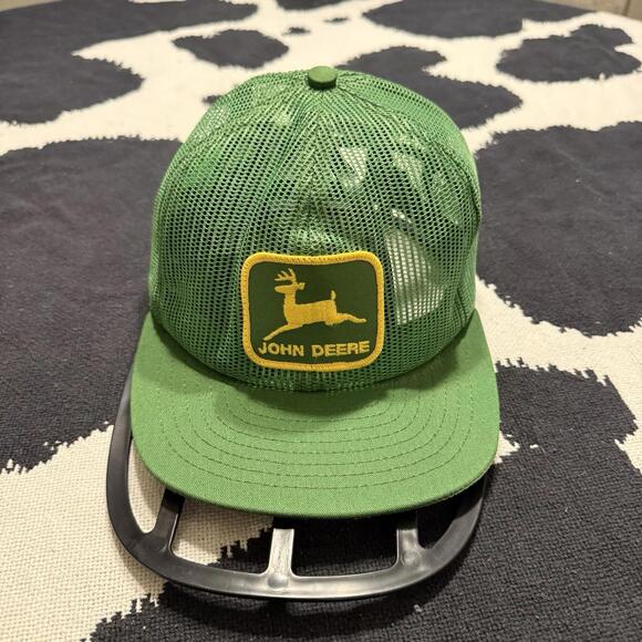 John Deere Other - Vintage 70s/80s John Deere All Mesh Trucker Hat SnapBack USA Green OSFA